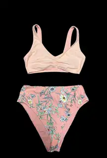 high rise floral bikini sport top bralette style size small