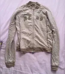 BCBGMaxAzria Women's Beige Bomber Jacket