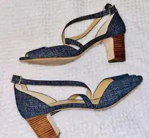 TALBOTS Denim Strap Heels sz 9.5