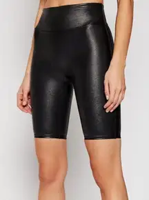 Spanx  Faux Leather Bike Short Sz Small Black High Waist Slim Fit Fitted Athletic