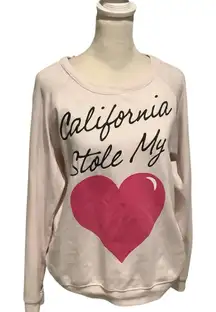 Forever 21 Pink Heart California Stole My Heart Sweatshirt Size M