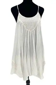 Angel Biba Womens Scoop Neck Crochet Trim Slip Cami Dress White Size 8