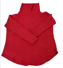 Time & Tru szM red and black marbled thermal long sleeve cowl neck sweater EUC