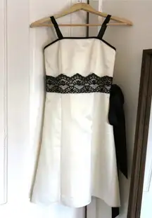 VTG Jessica McClintock for Gunne Sax Dress White Black Lace Size 1/2 0-2 Prom