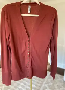 Rust Knit Button-Up Zenana Cardigan Cozycore Minimalist Capsule Wardrobe Boho