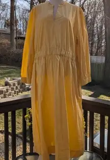 J Crew Cinched Waist Cotton Poplin Yellow Midi Dress XXL Style
