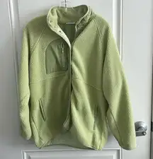 Staccato Women’s Neon Green Fuzzy Button Jacket w/ 3 Pockets - Size Medium