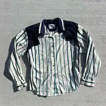 Vintage 80s 90s Roper Blue Stripe Yoke Cape Cowgirl Western Shirt Brushpopper LG