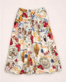 ZARA Printed Cape Skirt Midi Button Front Multicolor Size Small NEW w Tags