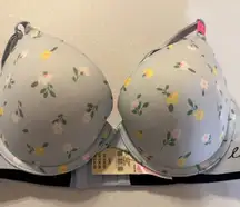 NWT PINK Victorias Secret 34C Wear Everywhere Push Up Bra Light Blue Flowers