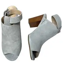 Vionic Suede Perk Kaia Heel - Ladies Peep Bootie Stacked Heels Sz 7