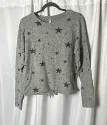 Love Charm Grey Star Print Long Sleeve Pullover Sweater Size L