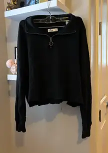 Hollister Quarter-Zip Cropped Sweater Waffle Knit