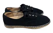Vionic Sandy Black Suede Lace-Up Espadrille Sneakers Orthotic Comfort Size 8