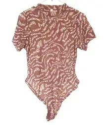 SKIMS Kim Kardashian  Plus Size 4X Raspberry Swirl Summer Mesh T-Shirt Bodysuit