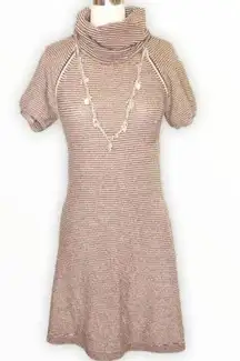 BCBGMAXAZRIA  Cashmere Wool Striped Cowl Neck Sweater Dress Brown XS