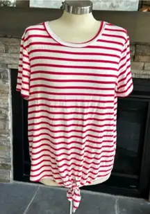 Green Envelope Striped Red and White Tee