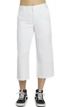 Dickies Pants Women's Size 7/28 Relaxed Flat Front Cropped White NWT**