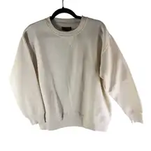 J Crew Womens Heritage Fleece Oversized Crewneck Sweatshirt Ivory XS