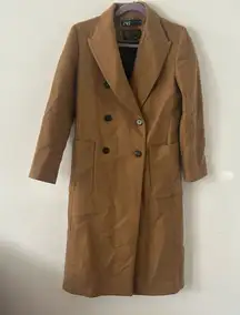 Zara Camel Brown Monteco Long Sleeves Button Up Trench Coat Size Medium