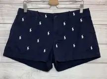 Ralph Lauren Sport Women’s Navy Blue Vintage Embroidered Logo Short Shorts Sz 12