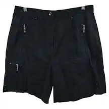 Jamie Sadock Cargo Shorts 7" Golf Zip Pockets High Waisted Athletic Black 14 34"