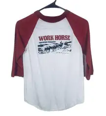 Vintage 1980 Work Horse Tobacco Red Raglan Shirt Small/Medium