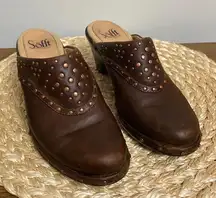 Sofft womens brown leather mule clogs size 6.5