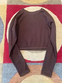 Offline by  Seamless Waffle Long Sleeve T Shirt Athletic Crop Top Brown XL