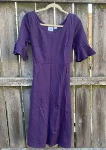 Virginia Dare Deep Purple Ruffle Sleeve Dress | M