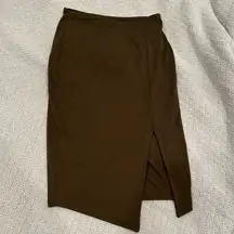 Kookai  dark olive midi skirt with asymmetrical hem hardly worn