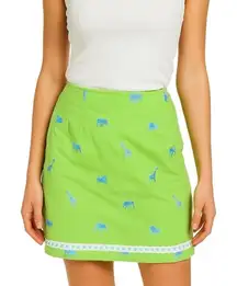 Vintage Lilly Pulitzer White Label Embroidered Safari Skirt Size 0 Preppy