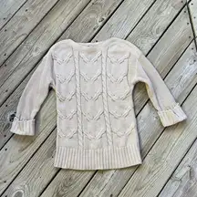 Hannah Women's Cable Knit 3/4 Sleeve Sweater Oat Heather Size S. NEW