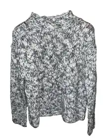 VTG 1980s Skyr Hand Knit Wool Mohair Gray White Chunky Sweater L