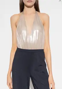 NWT All Saints Dora Plunge Bodysuit‎ in Champagne Pink Sz 6 $169