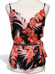 Milk & Honey Elegant Black and Pink Tropical Women's Camisole Sz small