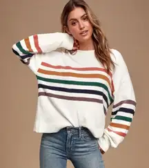 Lulus Heart to Heart Striped Sweater in Ivory Multi Size‎ Small