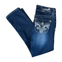 Vintage Y2K Hydraulic Low Rise Dark Wash Denim Jeans Size 7/8