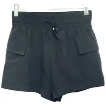 NEW Abercrombie & Fitch Black Elastic Drawstring Athletic Cargo Shorts Size XS