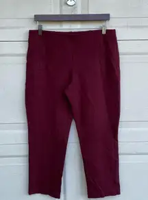 Chico's Pants Burgundy Pull On Stretch Crop 2 Medium 12  Womens