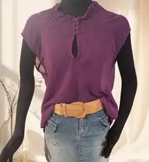 Y2K Sheer Purple Key Hole Blouse