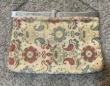 Vintage Hand Made Tapestry Purse Handbag Floral 1950s Chain Clutch Hinge Close