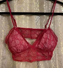 Victoria’s Secret red lace triangle mesh unlined bralette, M