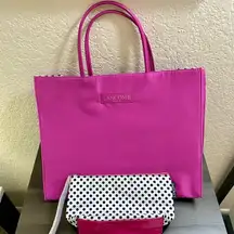 Lancôme Pink Polkadots Tote & Cosmetic Bag