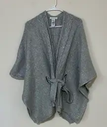 Cupcakes and Cashmere Gray Knit Oversized Wrap Poncho Sweater One Size