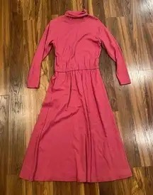 Eddie Bauer turtle neck dress pink heavy jersey cotton blend long
