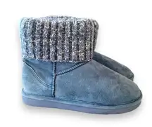 Lamo Blue‎ Suede Sweater Cuff Shearling Boots Women’s Size 12 Warm Winter READ