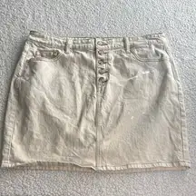 Torrid Cream Button-Front Denim Skirt