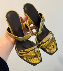 Alias Mae Cleo Yellow Snakeskin Embossed Heeled Sandal Size 38