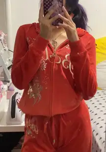 Baby Orange Zip Up + Pants Velour Y2K Tracksuit